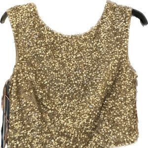 NWT Aidan Mattox Gold Sequined Maxi Dress Size 8
